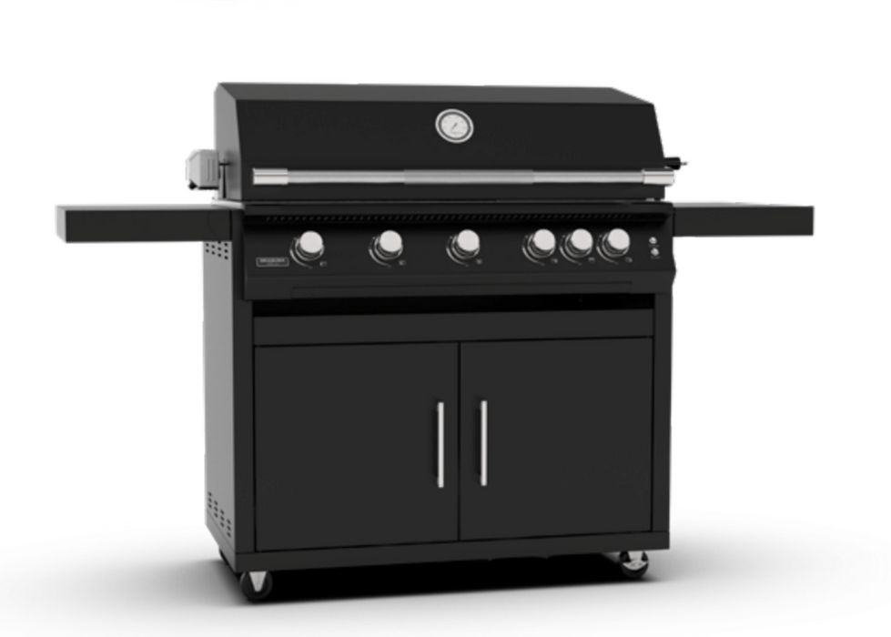 Brabura Fusion 500 Matte Black Built-In Gas BBQ with cart