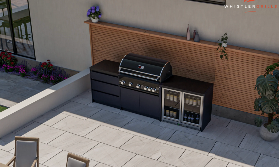 Whistler Fairford Black Outdoor Kitchen with Burford 5-Burner BBQ | 2.8M Full-Length