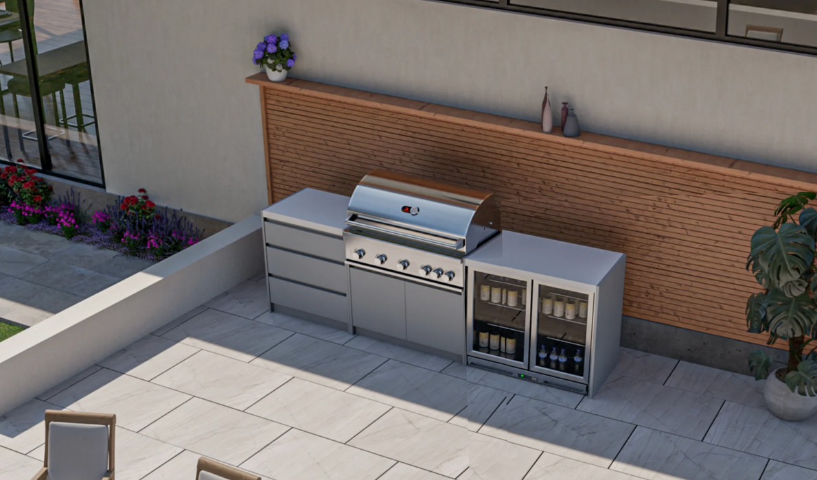 Whistler Fairford Grey Outdoor Kitchen with Burford 5-Burner BBQ | 2.8M Full-Length