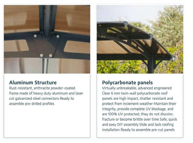 Alpine 12' x 42' Extra High Carport - Grey Aluminium & Twin-wall Polycarbonate Roof Panels