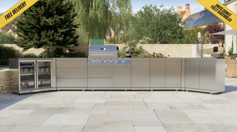 Whistler Outdoor Kitchen 4 Burner BBQ, Sink and Fridge | Stanton | 5.6Meters