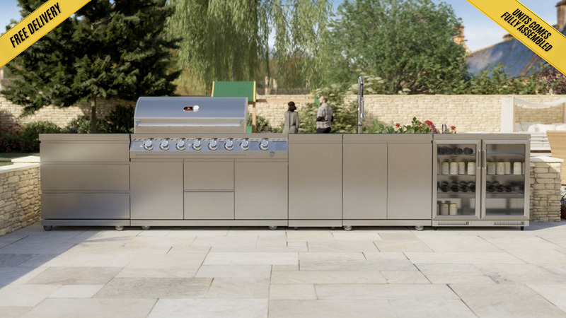 Whistler Outdoor Kitchen 6 Burner BBQ, Sink and Fridge | Lechlade | 4.6Meters