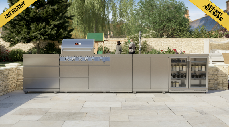 Whistler Outdoor Kitchen 4 Burner BBQ, Sink and Fridge | Lechlade | 4.4Meters