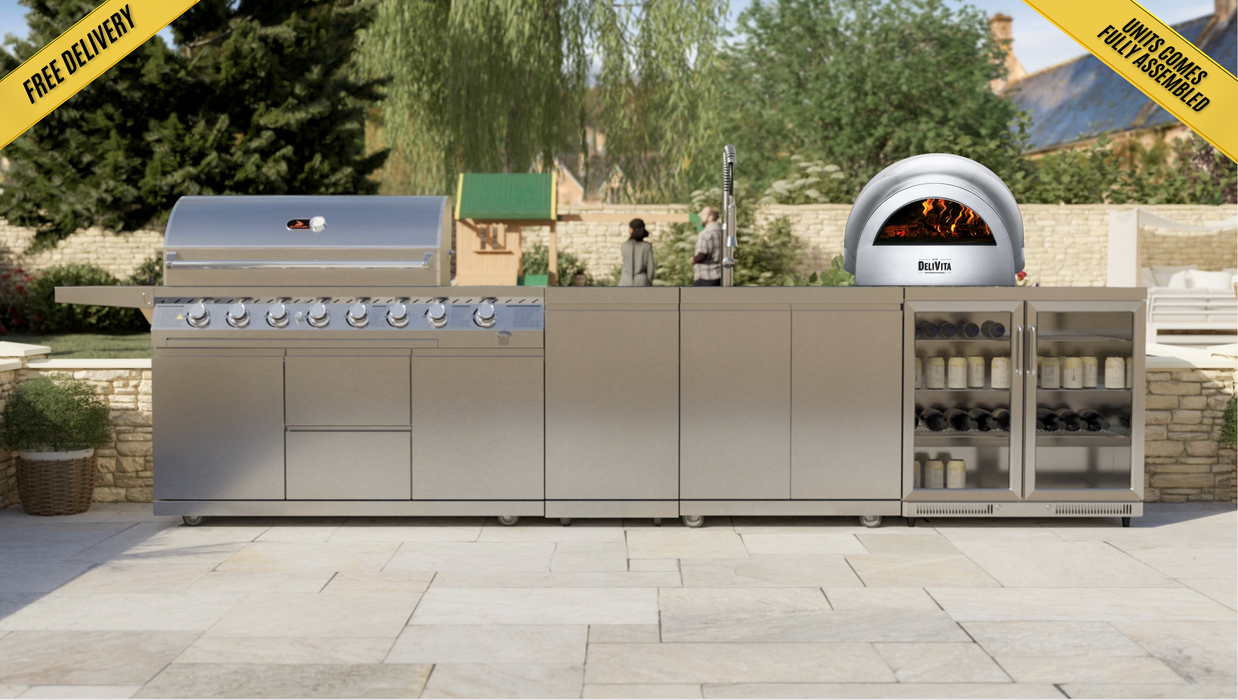 Whistler Cirencester Outdoor Kitchen - Oaksey 6-Burner + Delivita Pizza Oven