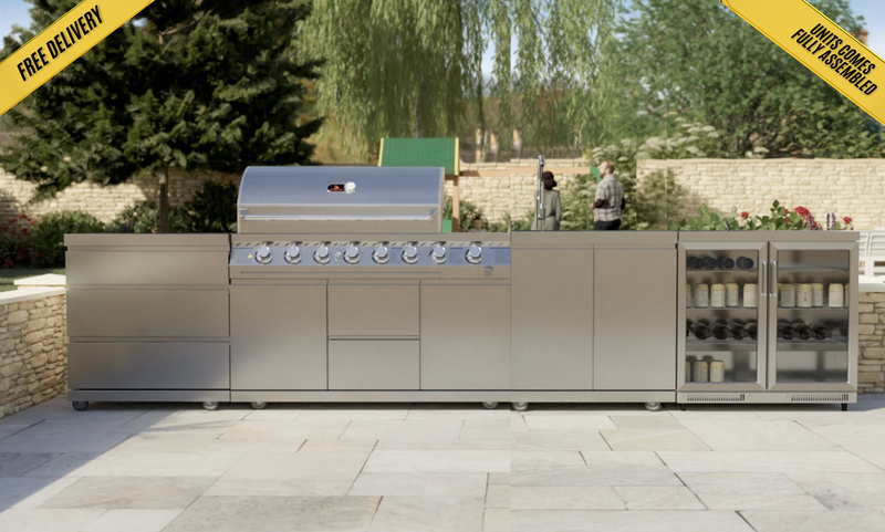 Whistler Outdoor Kitchen 6 Burner BBQ, Triple Drawer and Fridge | Cambridge | 4.1 Meters