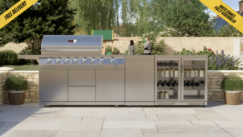 Whistler Outdoor Kitchen 6 Burner BBQ, and Fridge | Blockley | 3.3Meters