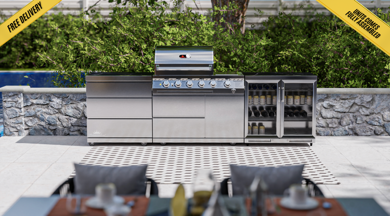 Whistler Cirencester Outdoor Kitchen - 4-Burner BBQ, Fridge & Triple Drawer