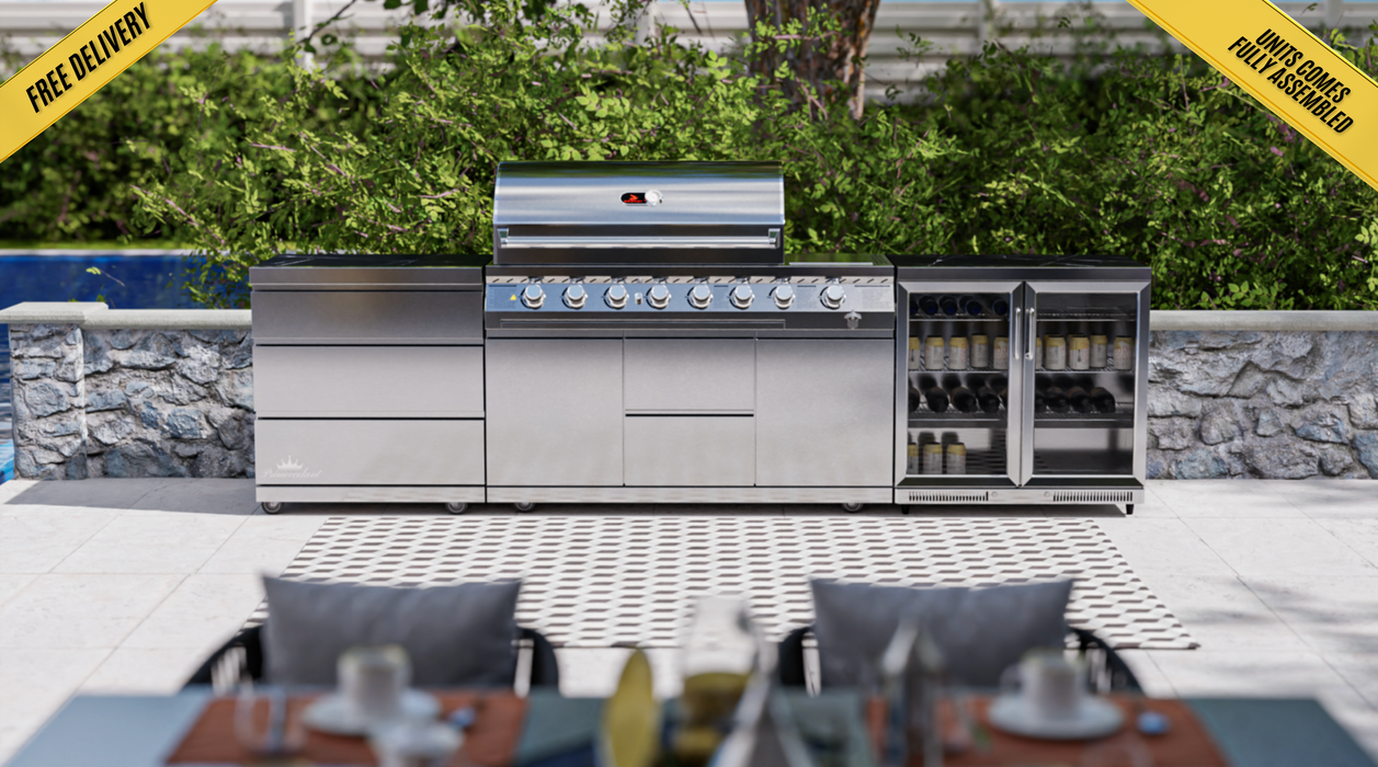 Whistler Cirencester Outdoor Kitchen – 6-Burner BBQ, Fridge & Triple Drawer