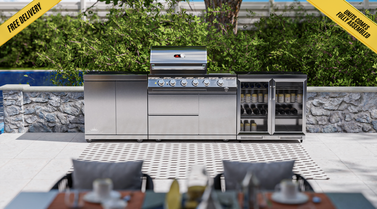 Whistler Cirencester Outdoor Kitchen – 4-Burner BBQ, Fridge & Double Doors