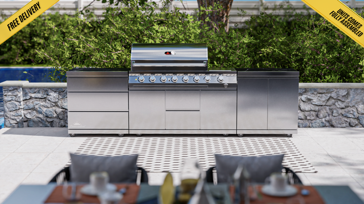 Whistler Cirencester Outdoor Kitchen - 6-Burner BBQ, Double Doors & Triple Drawer