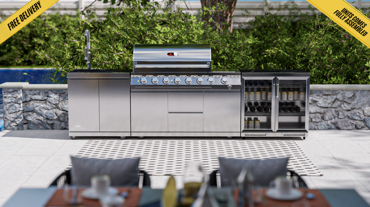 Whistler Cirencester Outdoor Kitchen - 6-Burner BBQ, Fridge & Sink