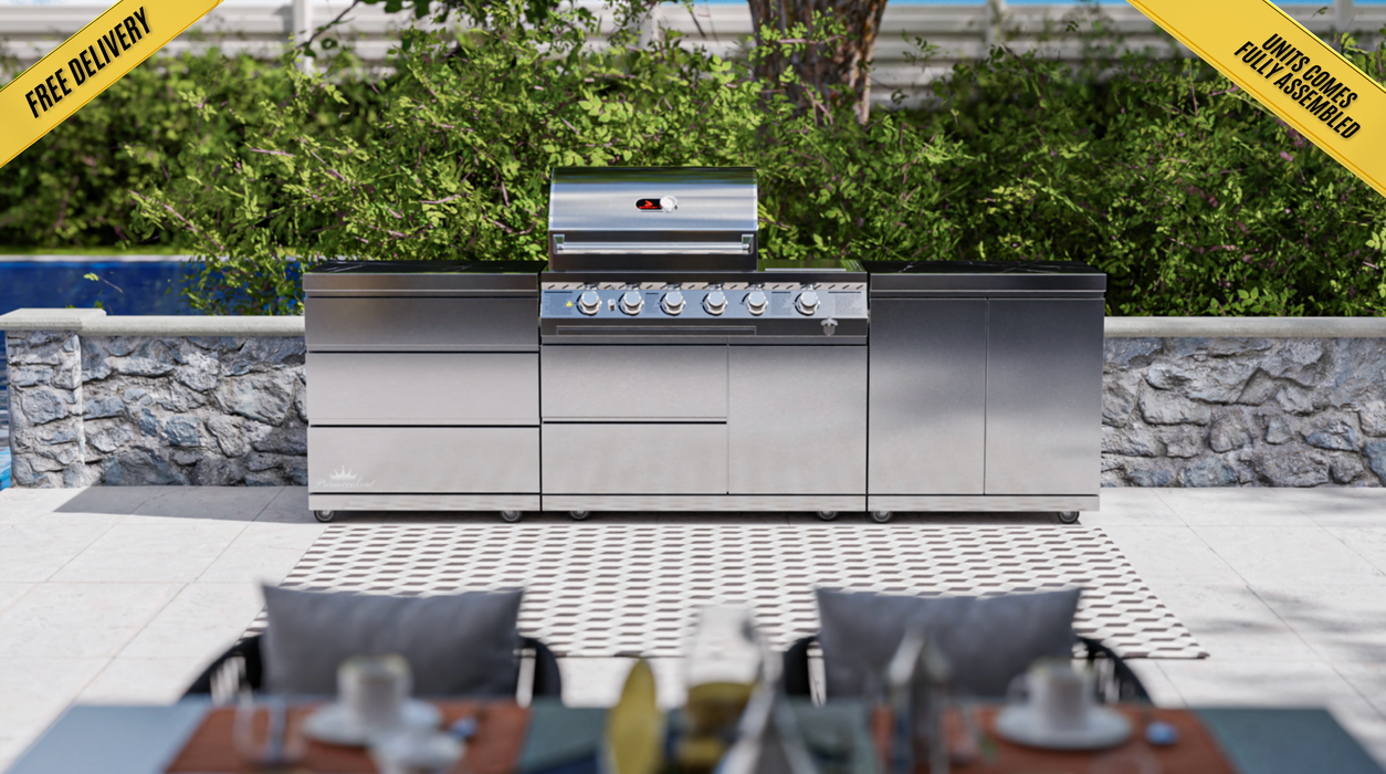 Whistler Cirencester Outdoor Kitchen - 4-Burner BBQ, Double Doors & Triple Drawers