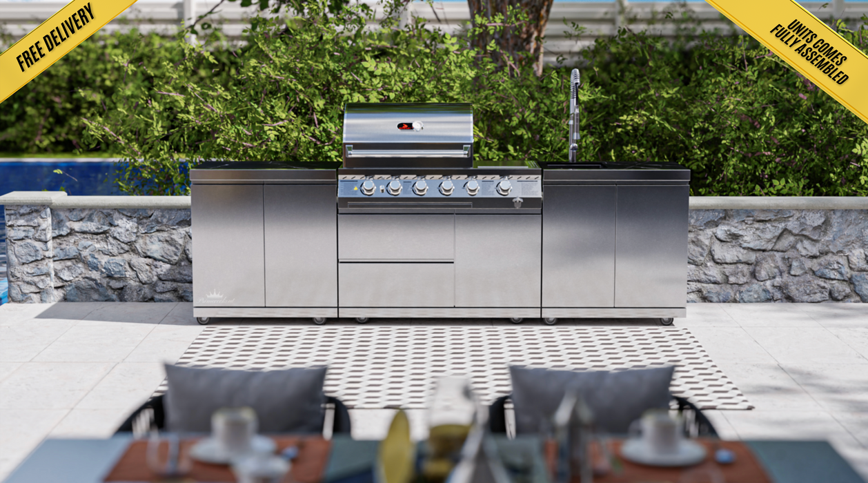 Whistler Cirencester Outdoor Kitchen - 4-Burner BBQ, Double Doors & Sink