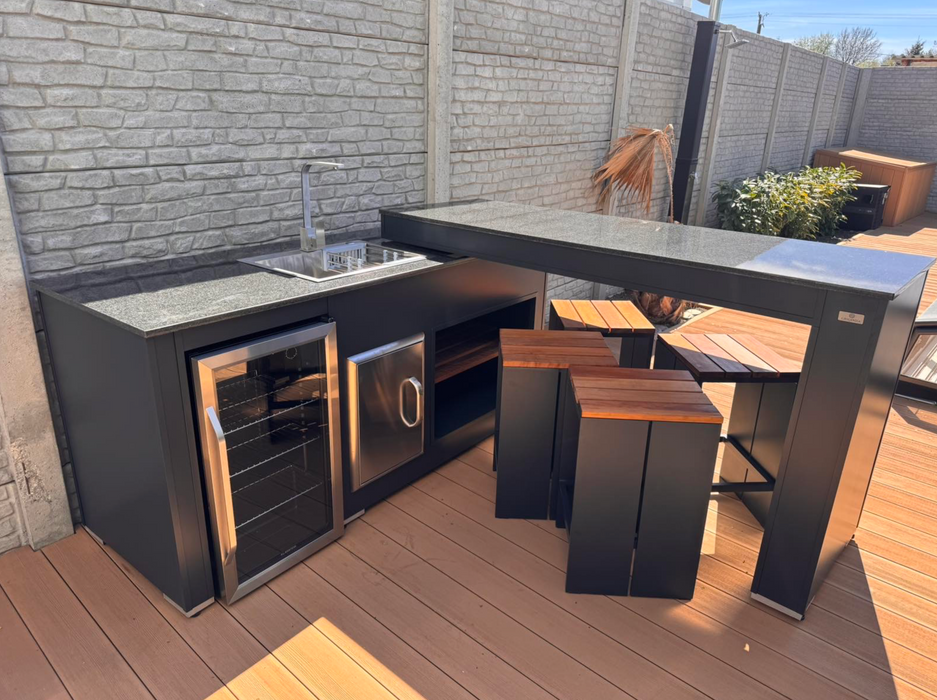 Grillandia Outdoor Kitchen with Turning table, Fridge & Sink + Weather Cover - 2M to 3.2M