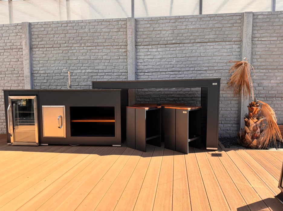 Grillandia Outdoor Kitchen with Turning table, Fridge & Sink + Weather Cover - 2M to 3.2M