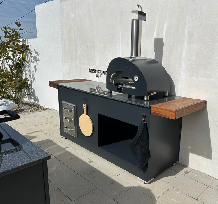 Grillandia Outdoor Kitchen with Pizza Oven and triple Drawers + Weather Cover -2M