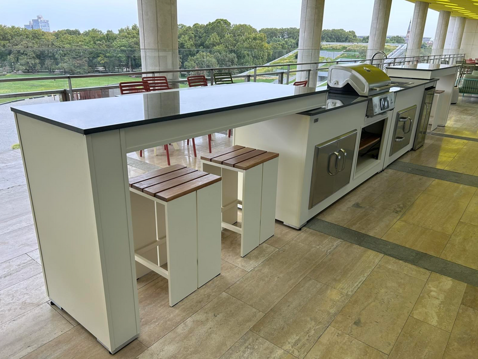 Grillandia White Outdoor Kitchen with Double Turning Table 6M