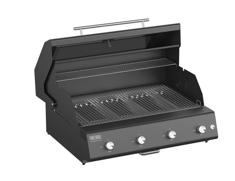 Barbecue Grill - Fry Top 750 4-burner gas barbecue Black with Sun Grill Trolley and Dual Side Burner