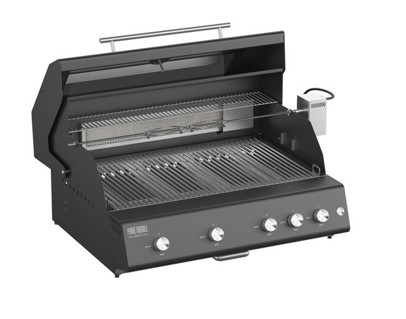 Barbecue Grill - Fry Top 750 5-burner Hybrid  Black with Sun Grill Trolley and Dual Side Burner