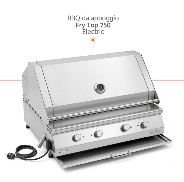 Pianeta Grill - Electric barbecue Fry Top 750 built-in with lid and teppanyaki plate