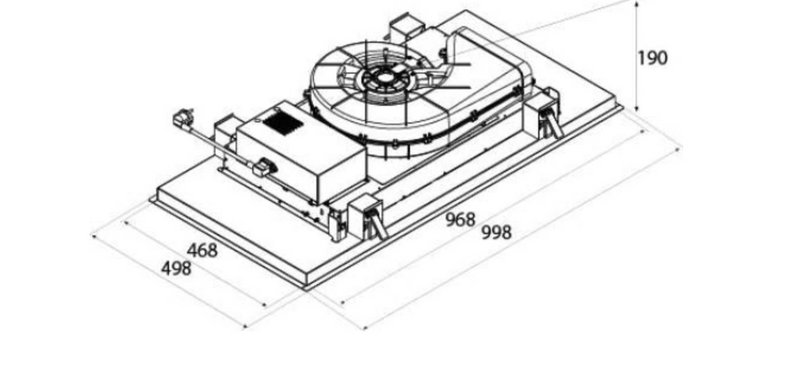 Airforce Raffaello 100cm Paintable Stainless Steel Ceiling Cooker hood integra ready with Easy up Installation with Remote Control