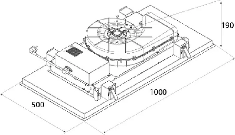 Airforce Split 100cm Ceiling Cooker Hood LED Bar with 2 LED Panels integra Ready- White