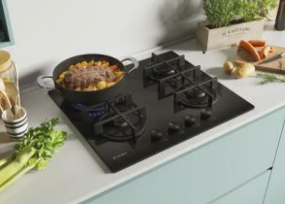 Candy CDK6GR4PBB 60cm Gas On Glass Hob with 4 Cooking Zones