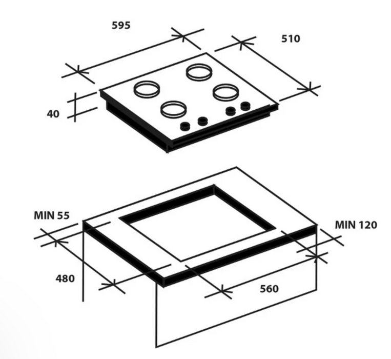 Haier HAVG5D4HB 60cm 4 Cooking Zones Gas on Glass Hob