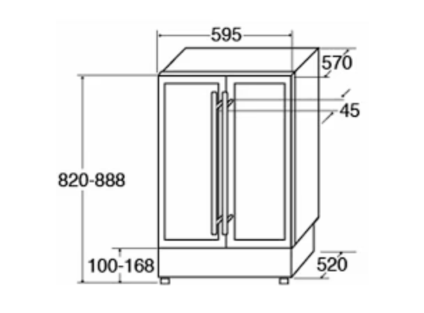 CDA FWC624BL Freestanding/under counter double door wine cooler