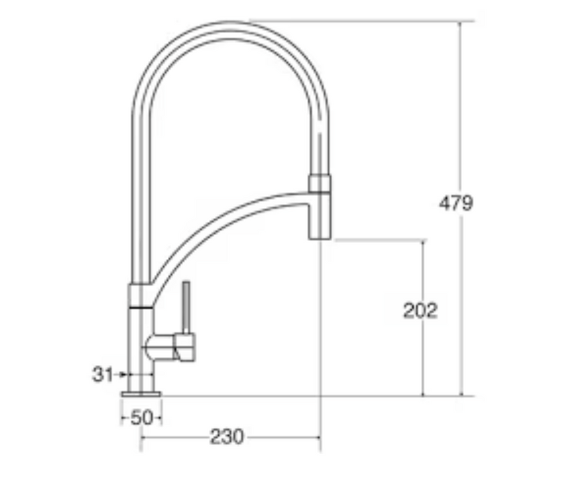 Tap CDA TV14WH Single lever with white pull-out spout