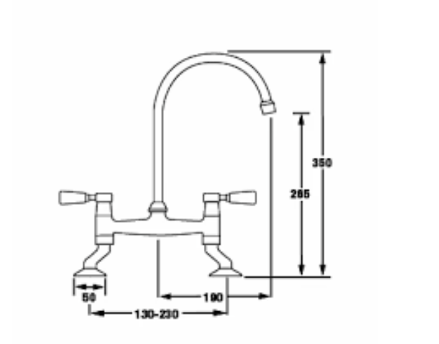 Tap CDA TT56CH Traditional quarter turn bridge mixer