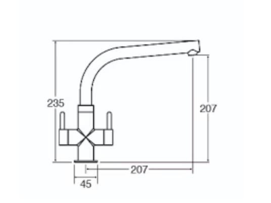 Tap CDA TC28CH Contemporary quarter turn monobloc