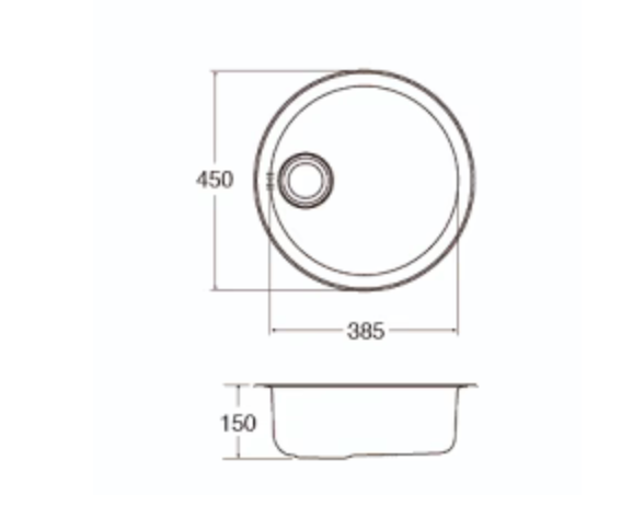 Sink CDA KR21SS Stainless steel round single bowl