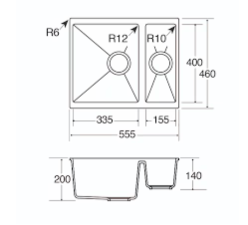 Sink CDA KMG31GR Composite undermount/inset 1.5 bowl