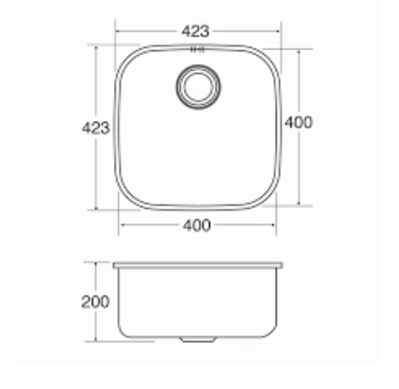 Sink CDA KCC23SS Stainless steel undermount single bowl