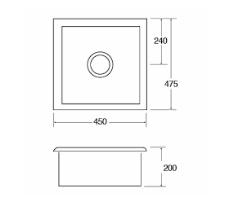 Sink CDA KC42WH Ceramic undermount single bowl