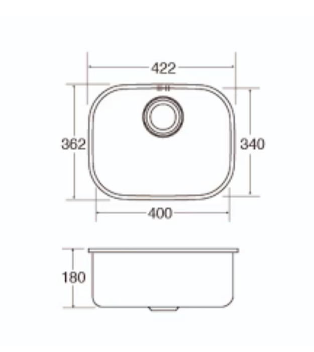 Sink CDA KCC22SS Stainless steel undermount three quarter bowl