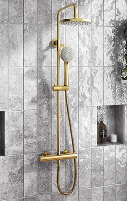 SHW002BB Vernet Thermostatic WRAS Shower Valves Brushed Brass Round Shower