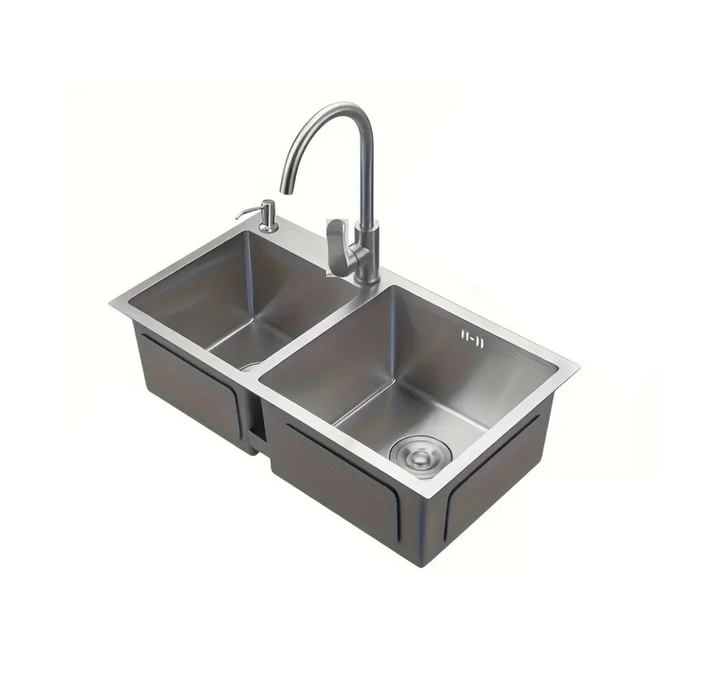 Double Bowl Classic Style Stainless Steel Kitchen Sink plus Tap