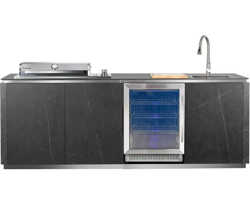 Buschbeck Derby Outdoor Kitchen – Grey Marbled Ceramic Finish 2.6M Plus Weather Protection Cover