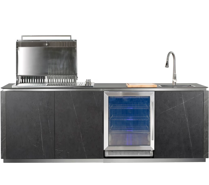 Buschbeck Derby Outdoor Kitchen – Grey Marbled Ceramic Finish 2.6M Plus Weather Protection Cover