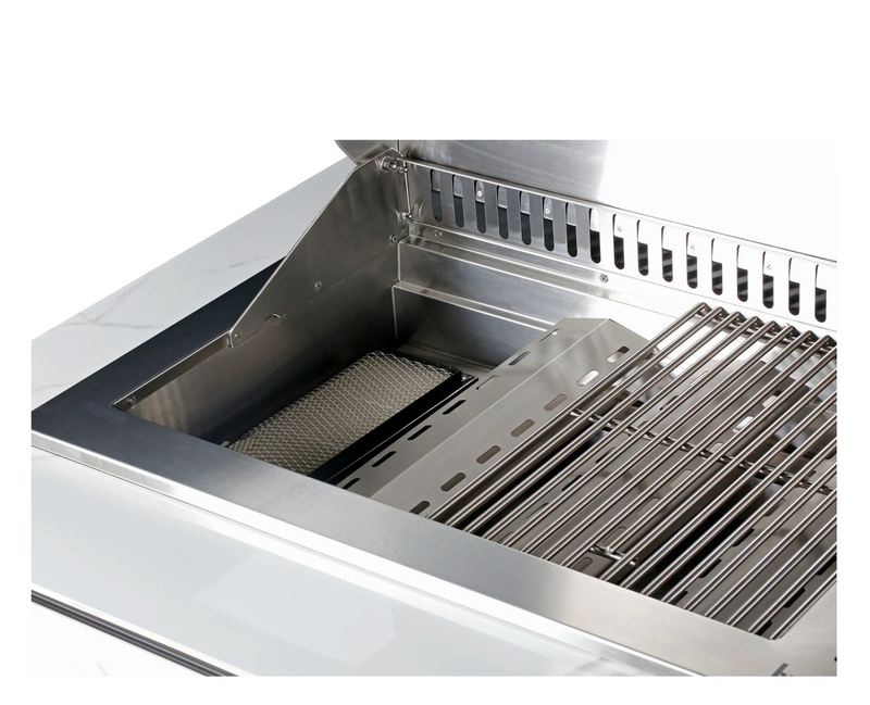 Buschbeck Derby Outdoor Kitchen – White Marbled Ceramic Finish 2.6M Plus Weather Protection Cover