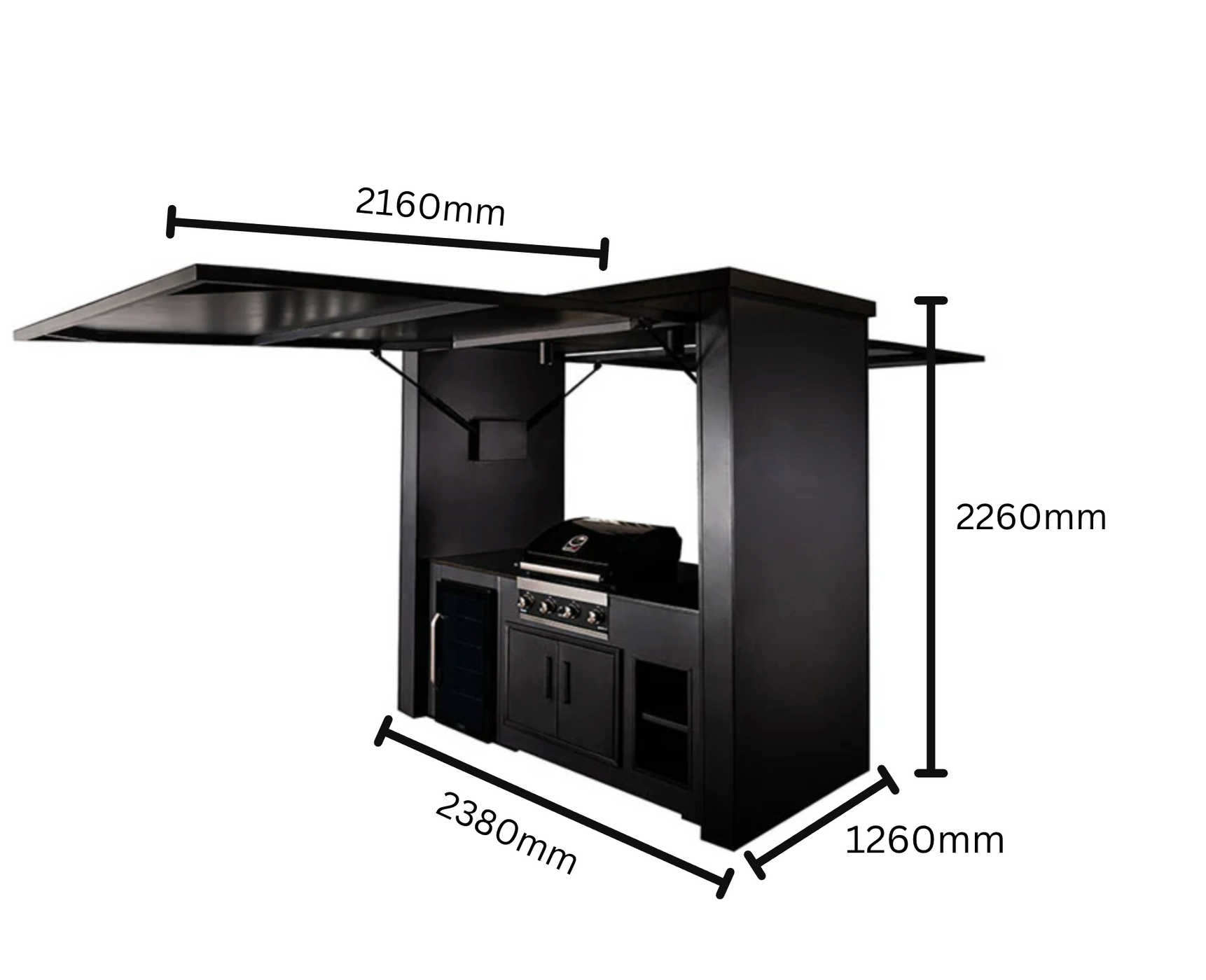 Grillandia Outdoor Kitchen Cabana Pod with Two Doors Complete With Fridge and Sink - 2.4m