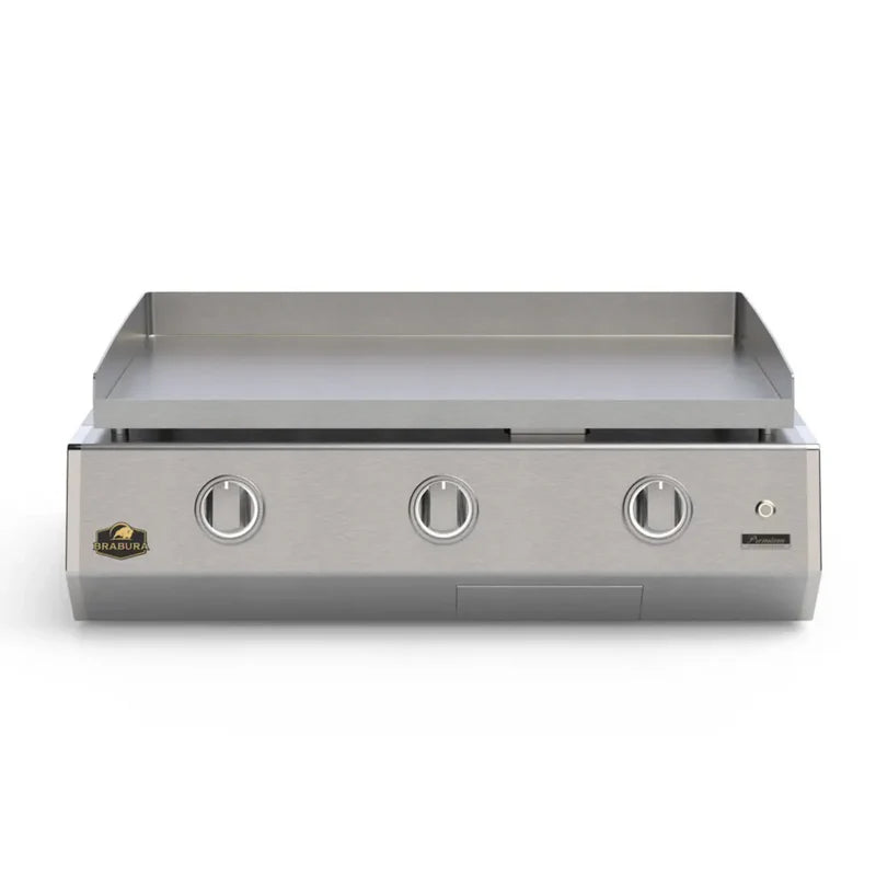 The Alpha Forge Outdoor Kitchen Plancha Grill and Sink Station | 273cm x 60cm Light Oak Cladding