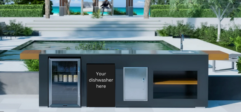 Grillandia Outdoor Kitchen Dishwasher, Fridge, Sink and Weather Cover - 2.4M