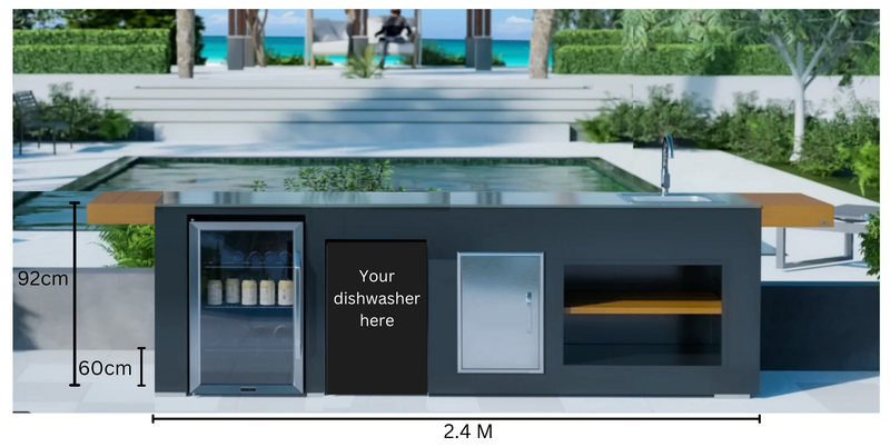 Grillandia Outdoor Kitchen Dishwasher, Fridge, Sink and Weather Cover - 2.4M