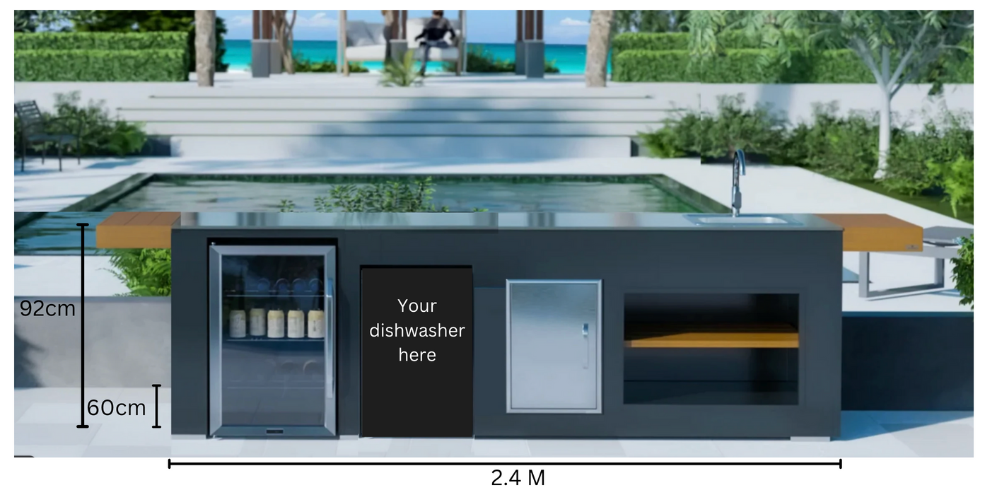 Grillandia Outdoor Kitchen Dishwasher, Fridge, Sink and Weather Cover - 2.4M