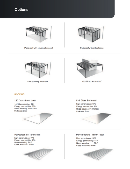 Terrace Canopy TDS with Polycarbonate 16mm Width 6m x Depth 4m