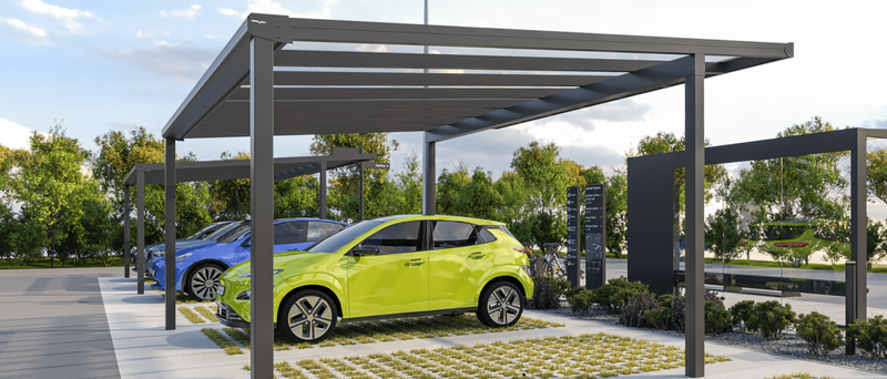 Carport TDS with VSG Glass Width – 5 meters | Depth – 4 meters