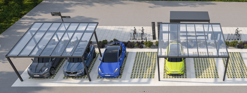 Carport TDS with Polycarbonate Width – 5 meters | Depth – 4 meters